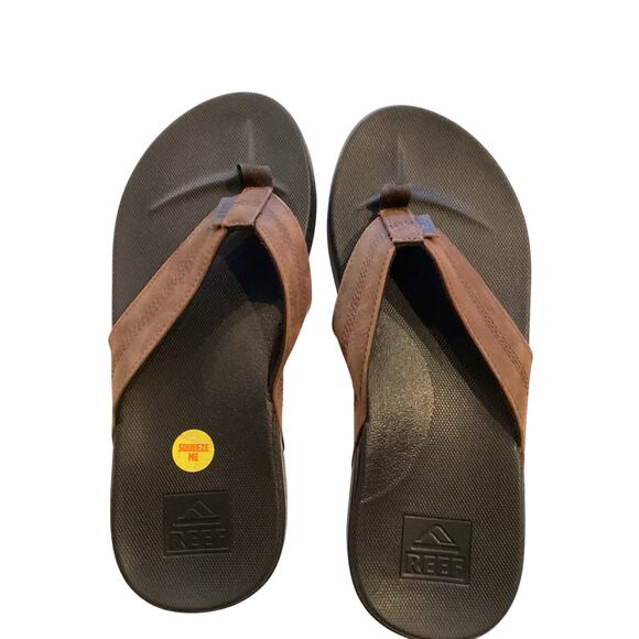 Brand New REEF Brown Leather Flip Flop Men's Sandals SZ 10 - Picture 1 of 5
